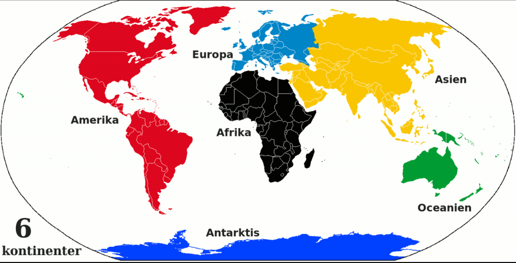världens sex kontinenter